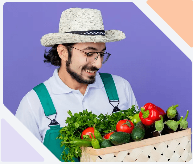 Organic farmer showcasing produce